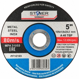 Tarcza Stoner 125 x 1,0 x 22,2 mm do cięcia metalu i INOX w fabrycznym opakowaniu