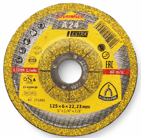 Tarcza do szlifowania 125x6x22,23 KLINGSPOR A24 EXTRA Tarcza do szlifowania 125x6x22,23 KLINGSPOR A24 EXTRA